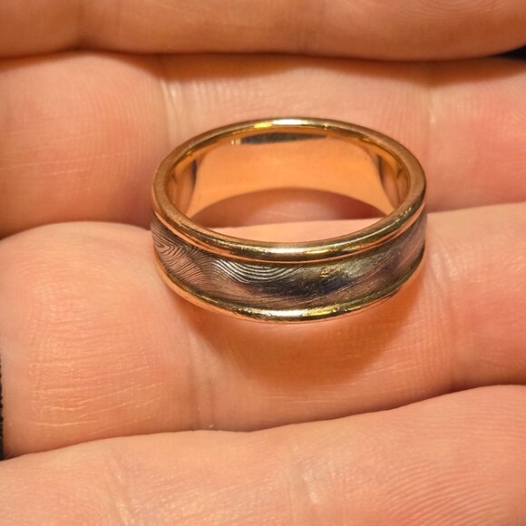 Men's Damascus and Gold Ring - Size 11 - Picture 5 of 5